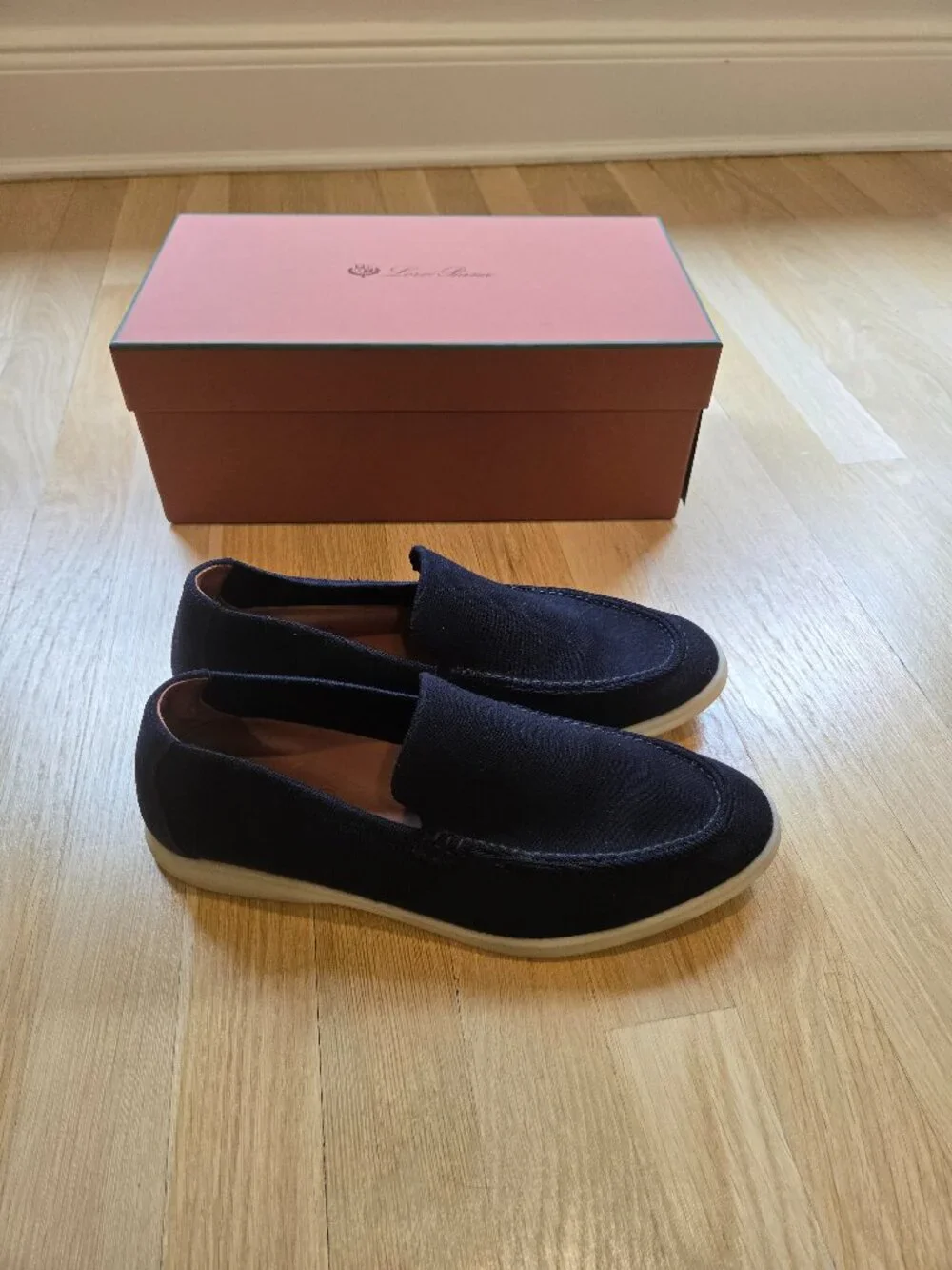 Loro Piana Blue Navy Knitted Summer Walk Loafers